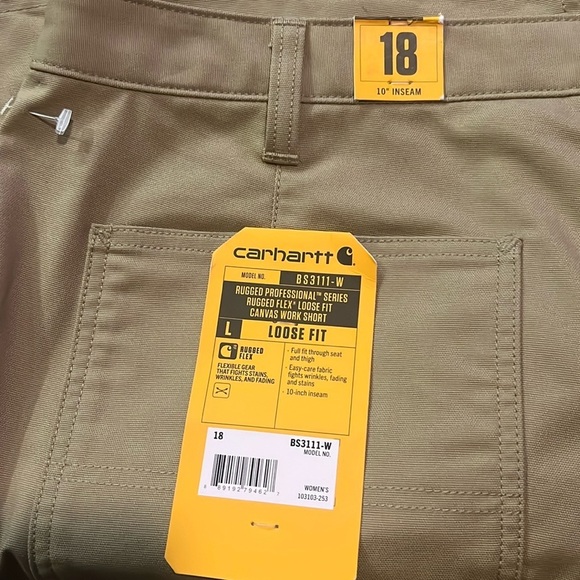 Women’s Carhartt Plus Size Utility Cargo Shorts Tan Canvas Size 18 NWT - Picture 4 of 8